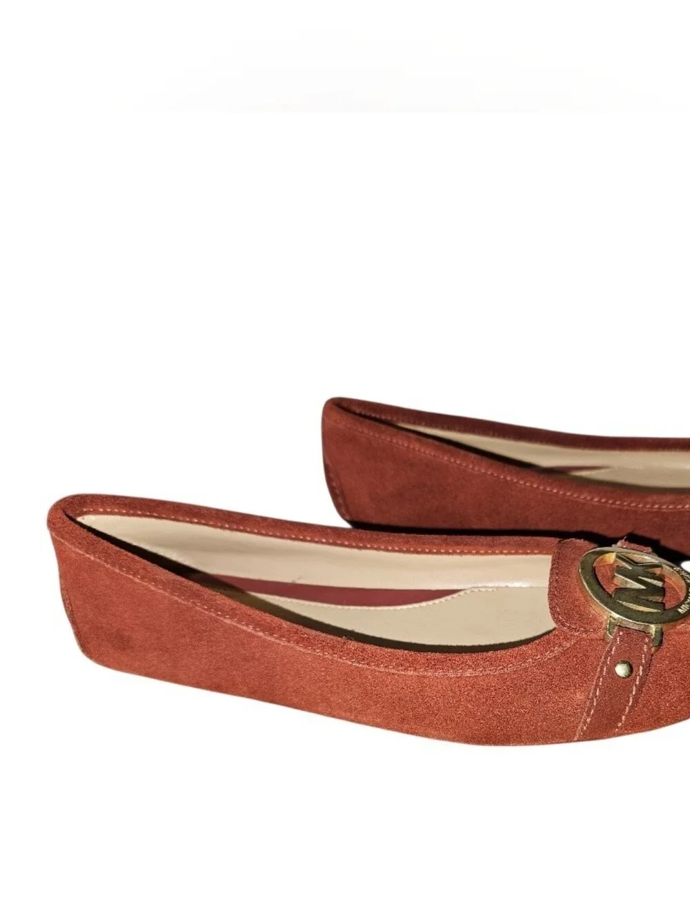 Michael Kors Rust Suede MK Logo Slip-On Flats
